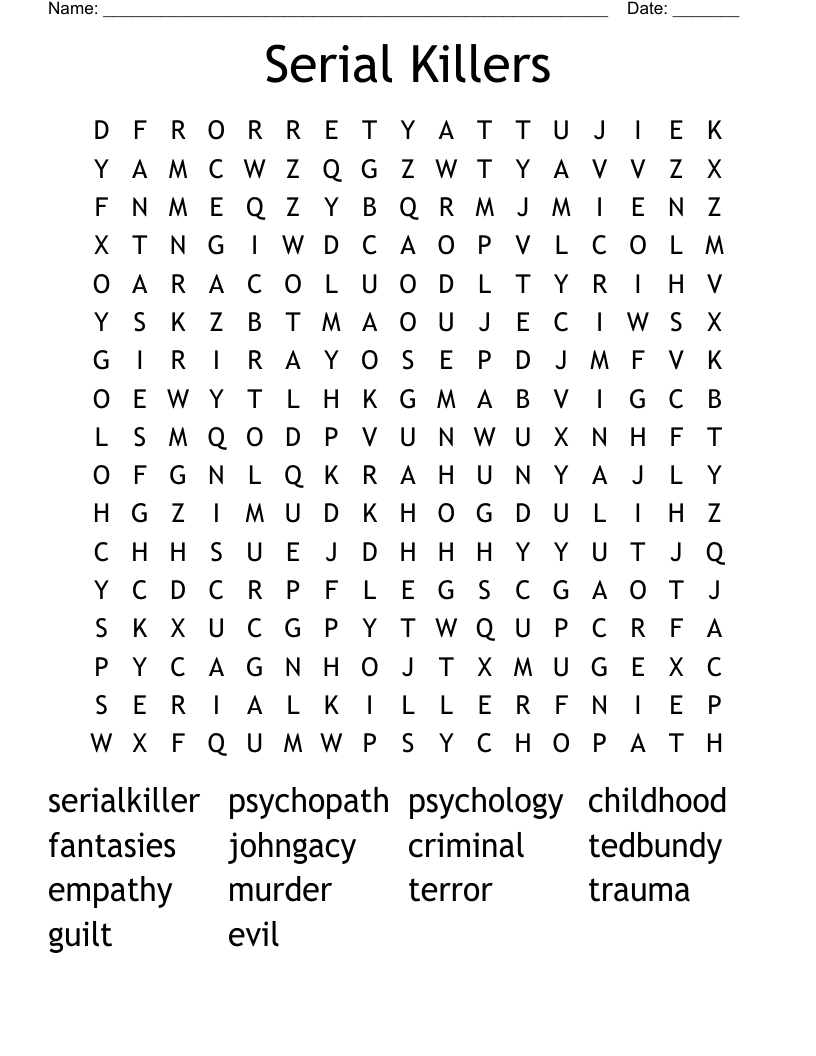 Serial Killers  Word Search