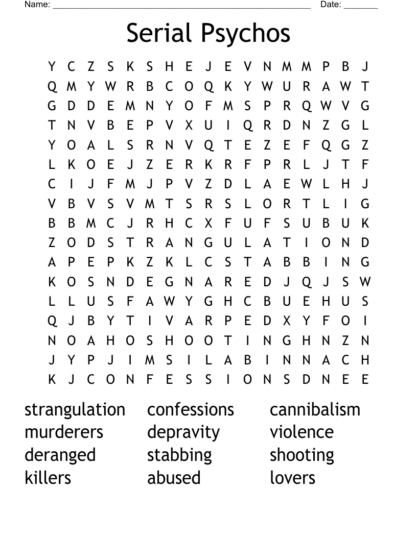 Serial Psychos Word Search