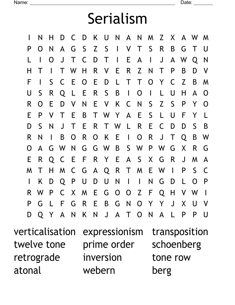 Serialism Word Search
