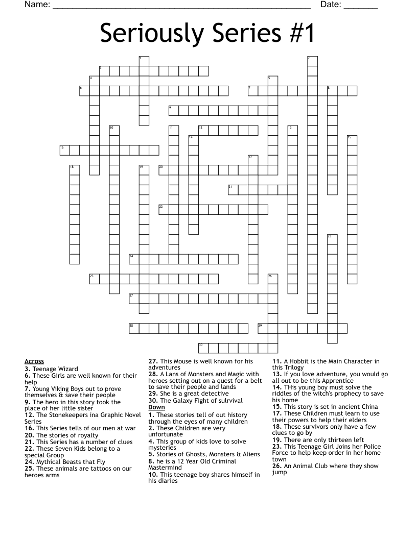 Seriously Series #1 Crossword
