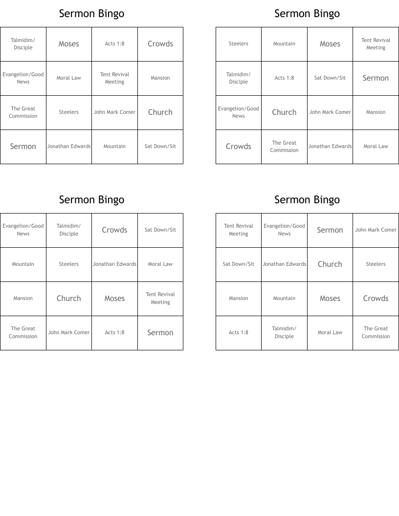 Sermon Bingo