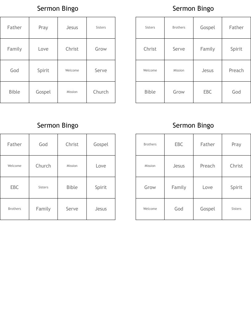 Sermon Bingo