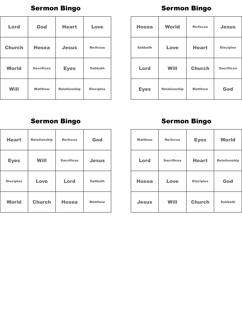 Sermon Bingo  