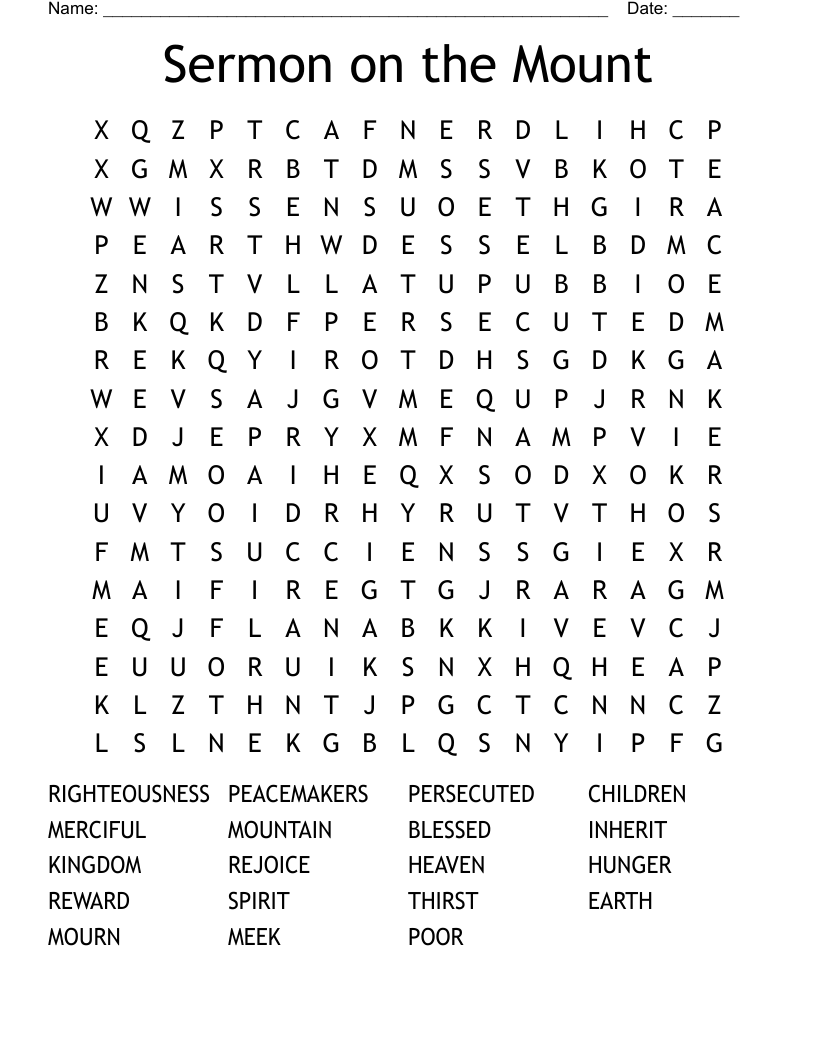 Sermon on the Mount Word Search
