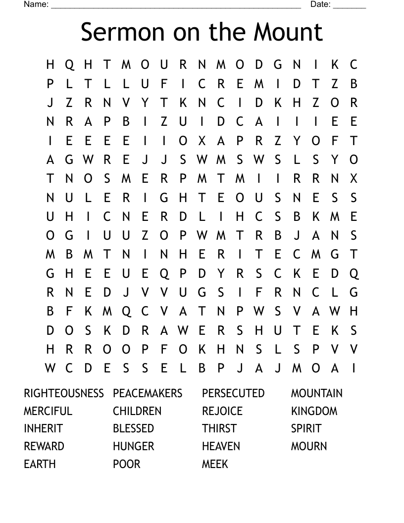 Sermon on the Mount Word Search