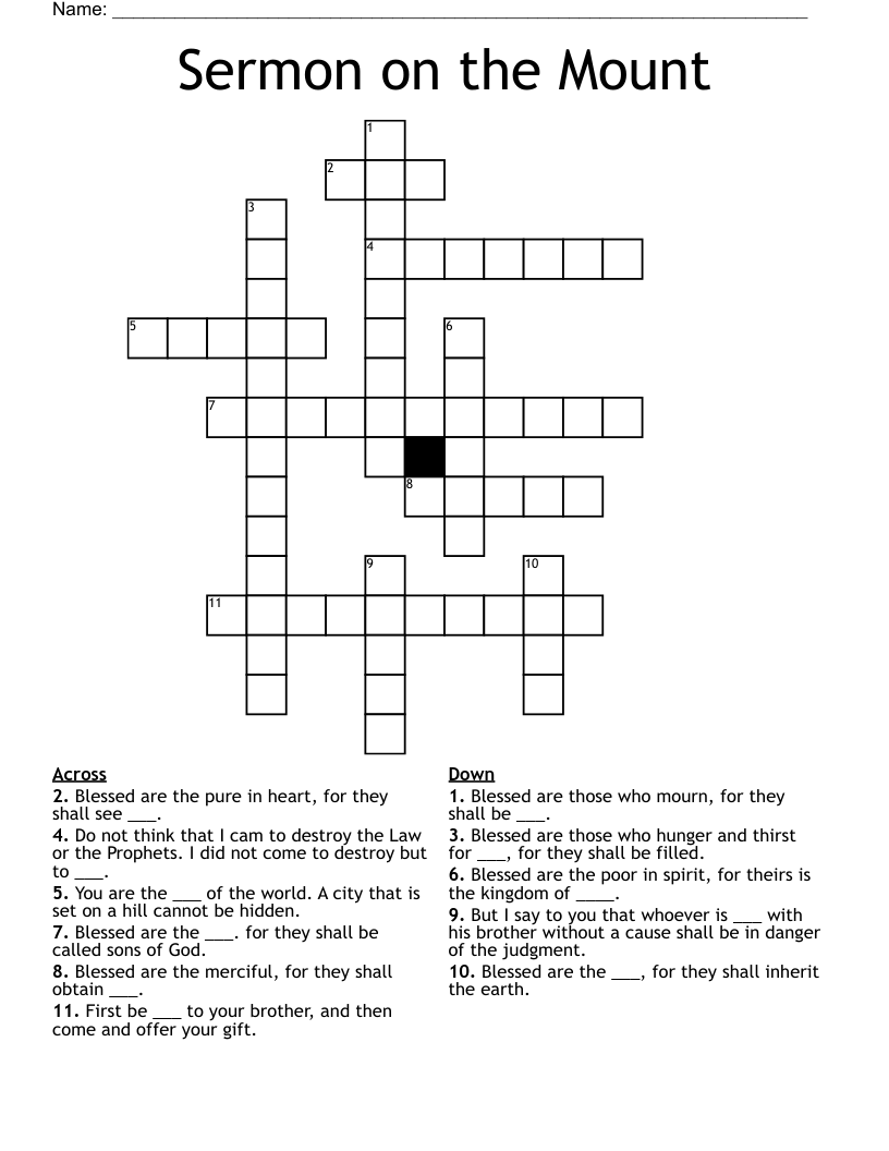 Sermon on the Mount Crossword