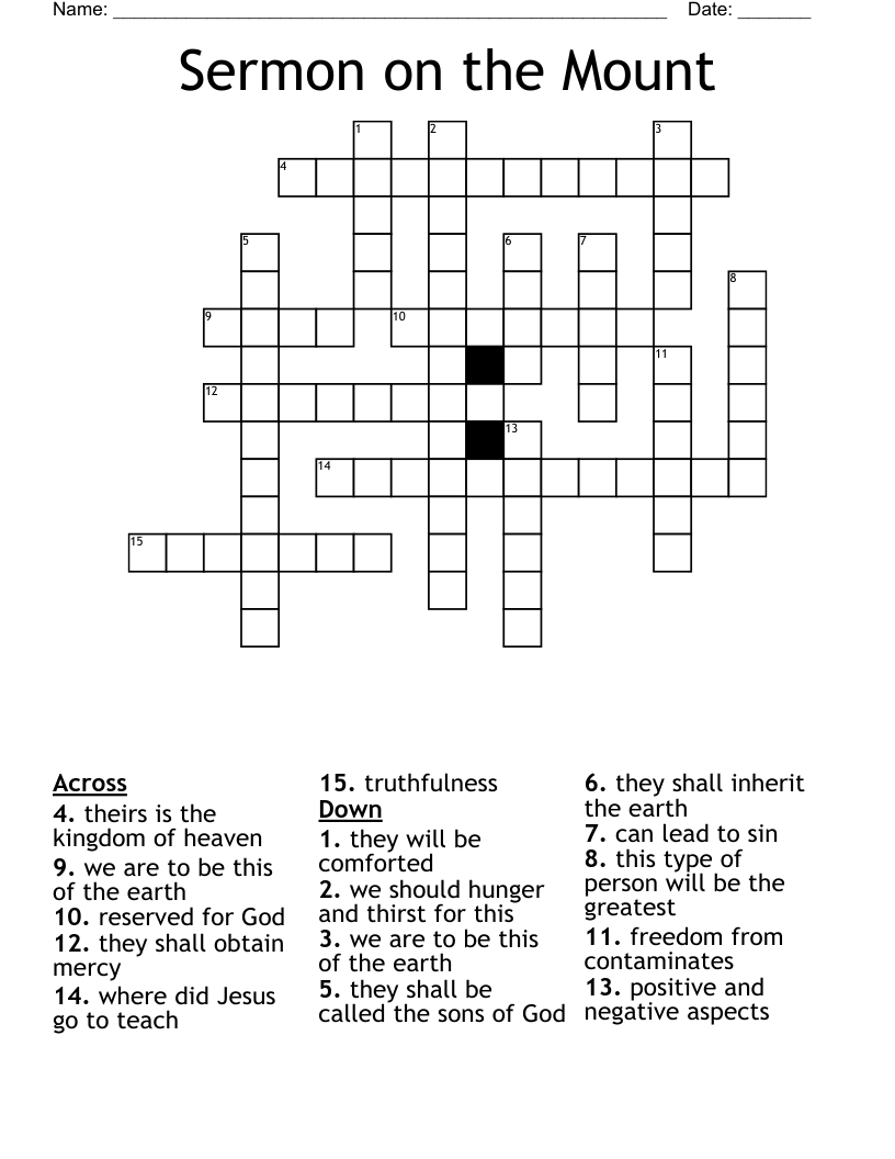 Sermon on the Mount Crossword