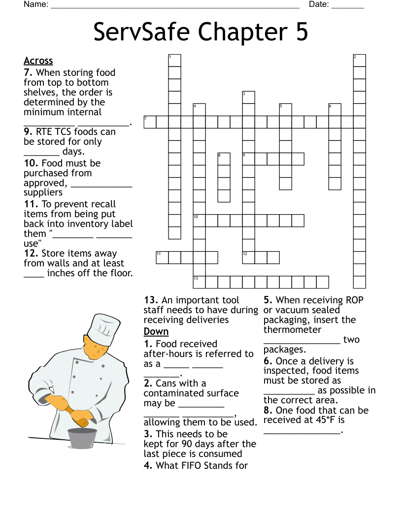 ServSafe Chapter 5 Crossword