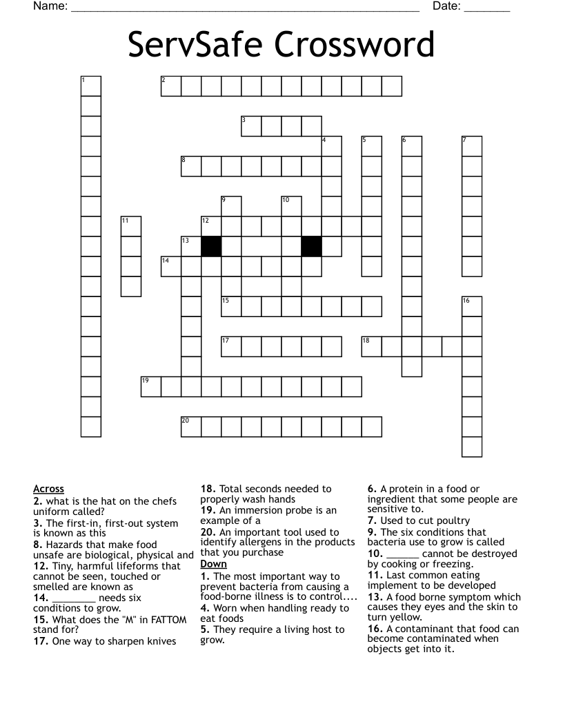 ServSafe Crossword