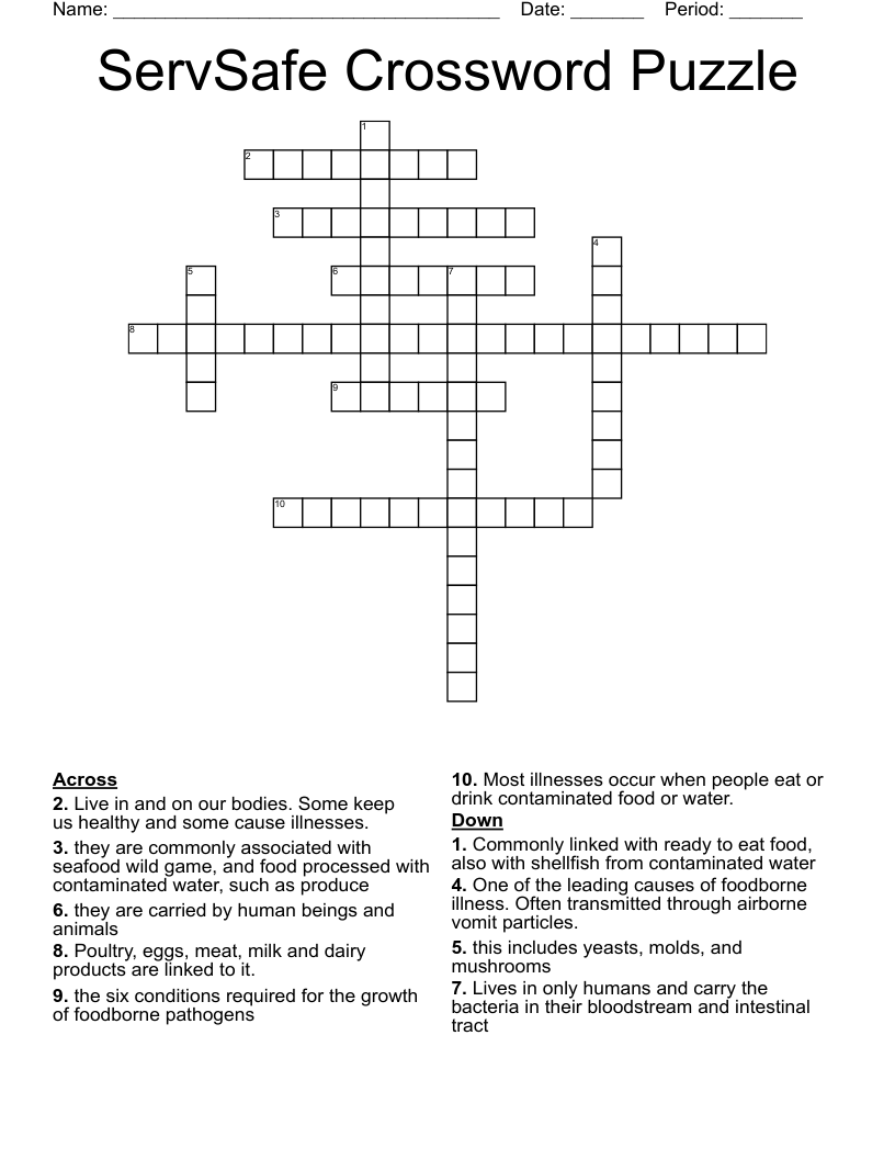 ServSafe Crossword Puzzle