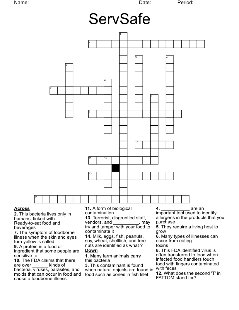 ServSafe  Crossword