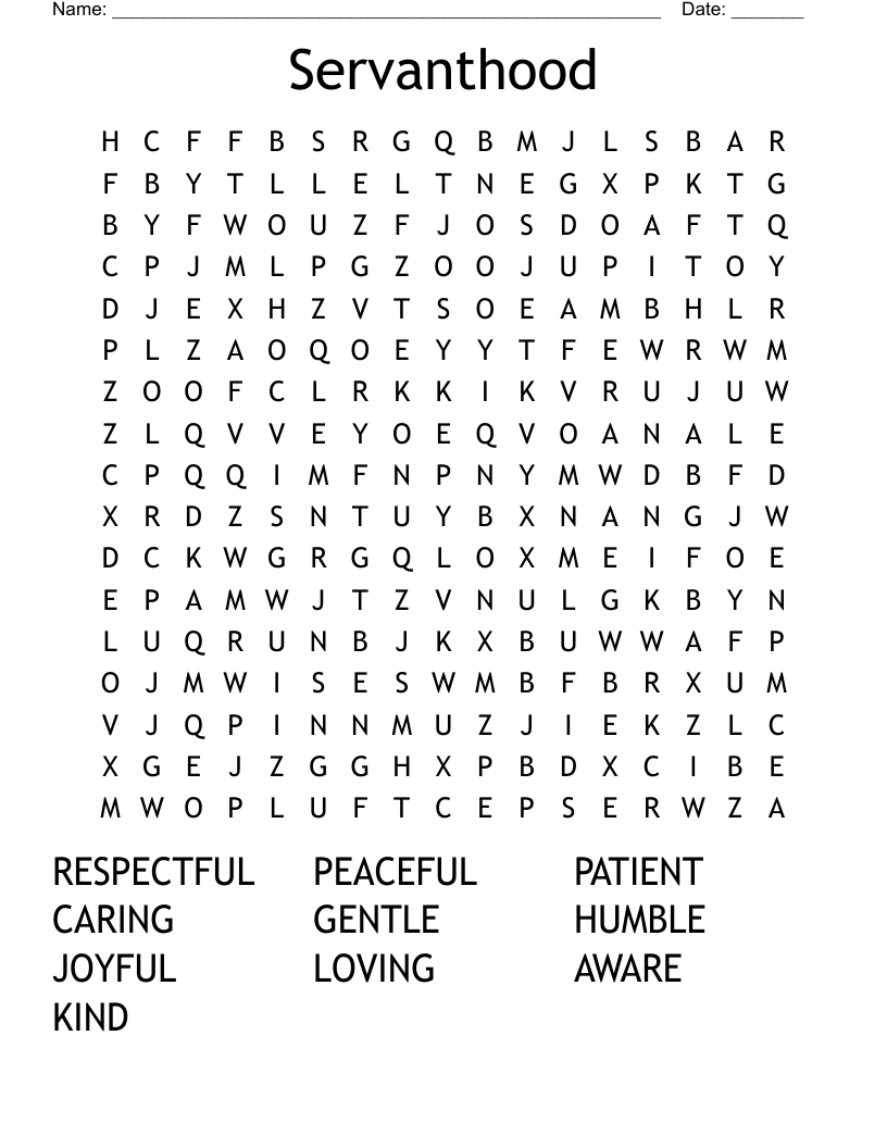Servanthood Word Search