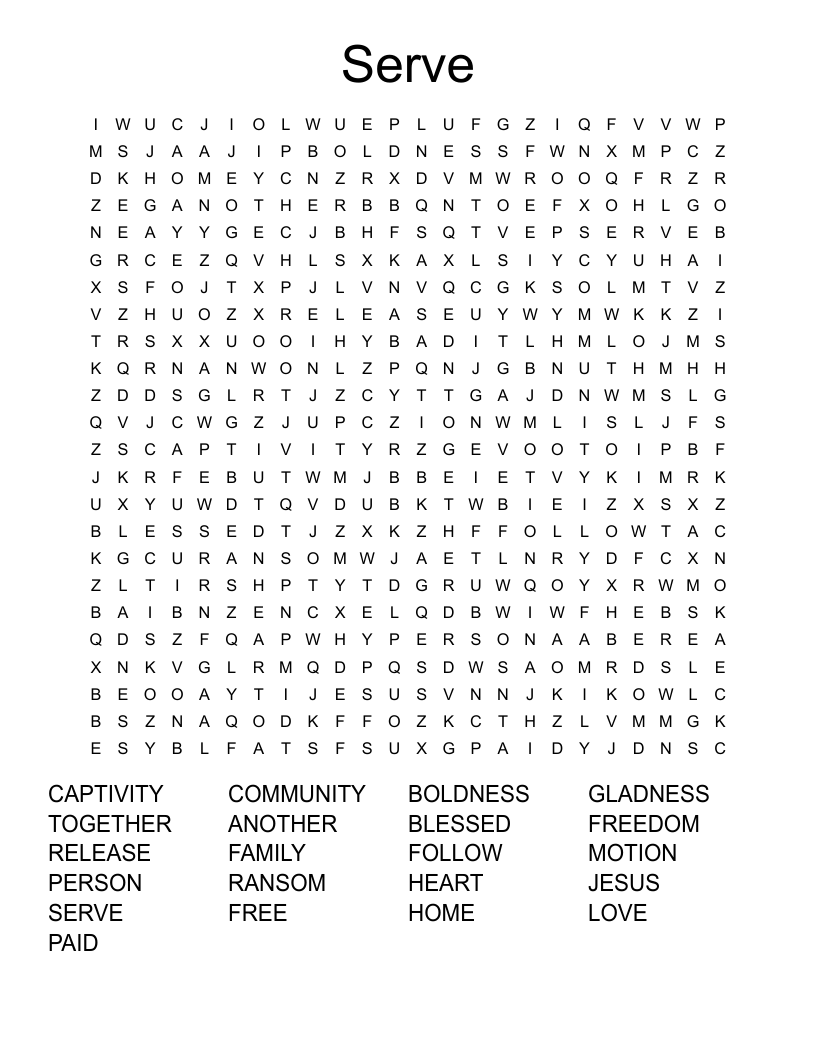 Serve Word Search
