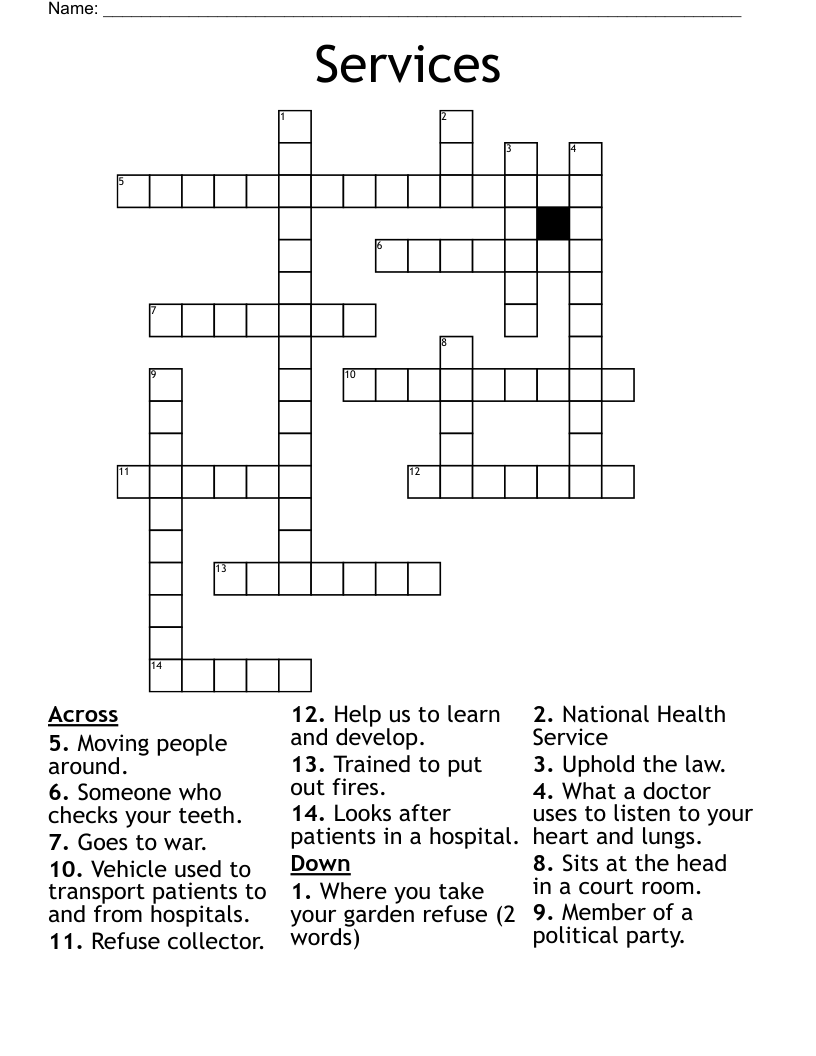 Services Crossword