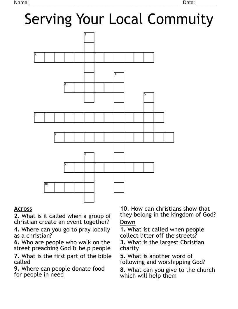 Serving Your Local Commuity Crossword