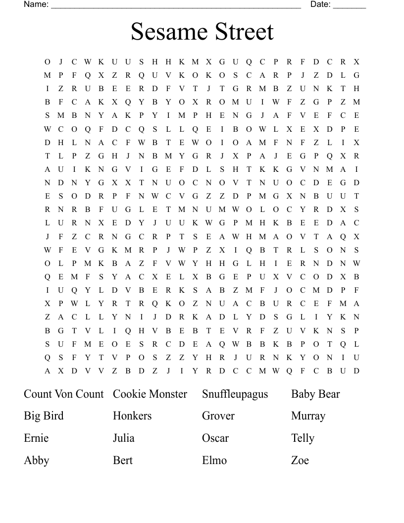 Sesame Street Word Search