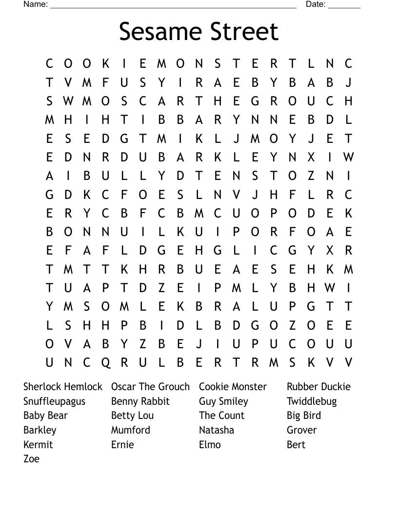 Sesame Street Word Search