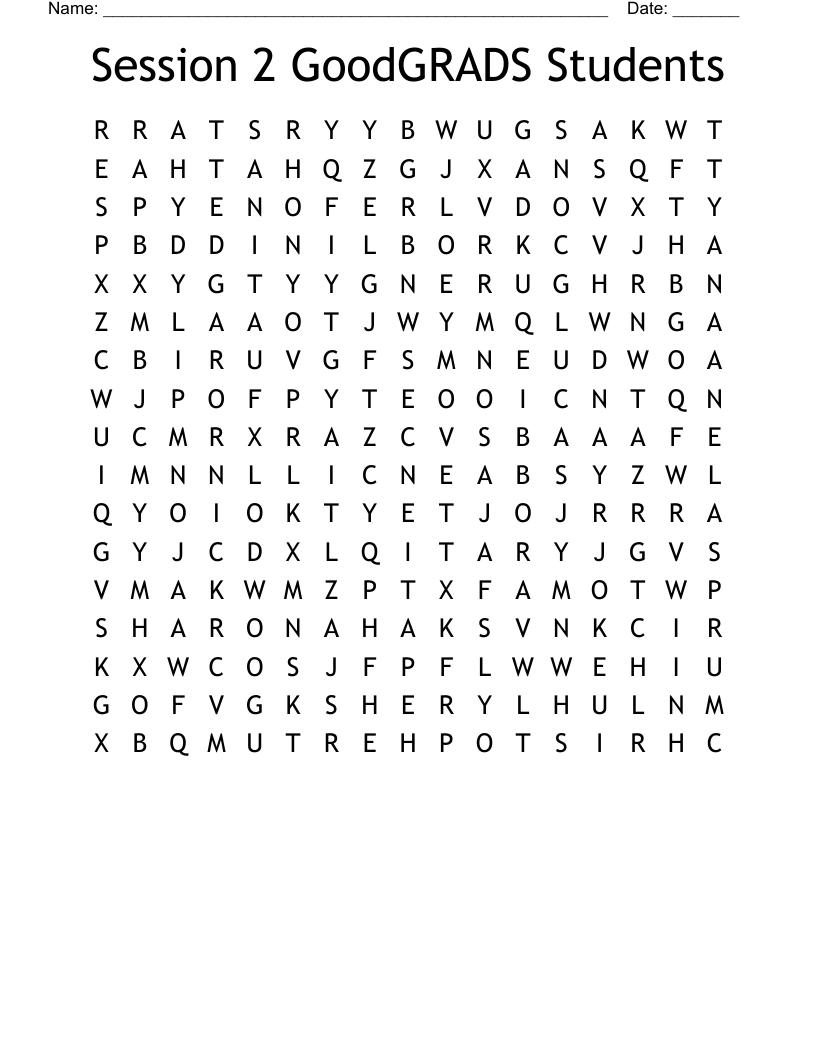 Session 2 GoodGRADS Students  Word Search