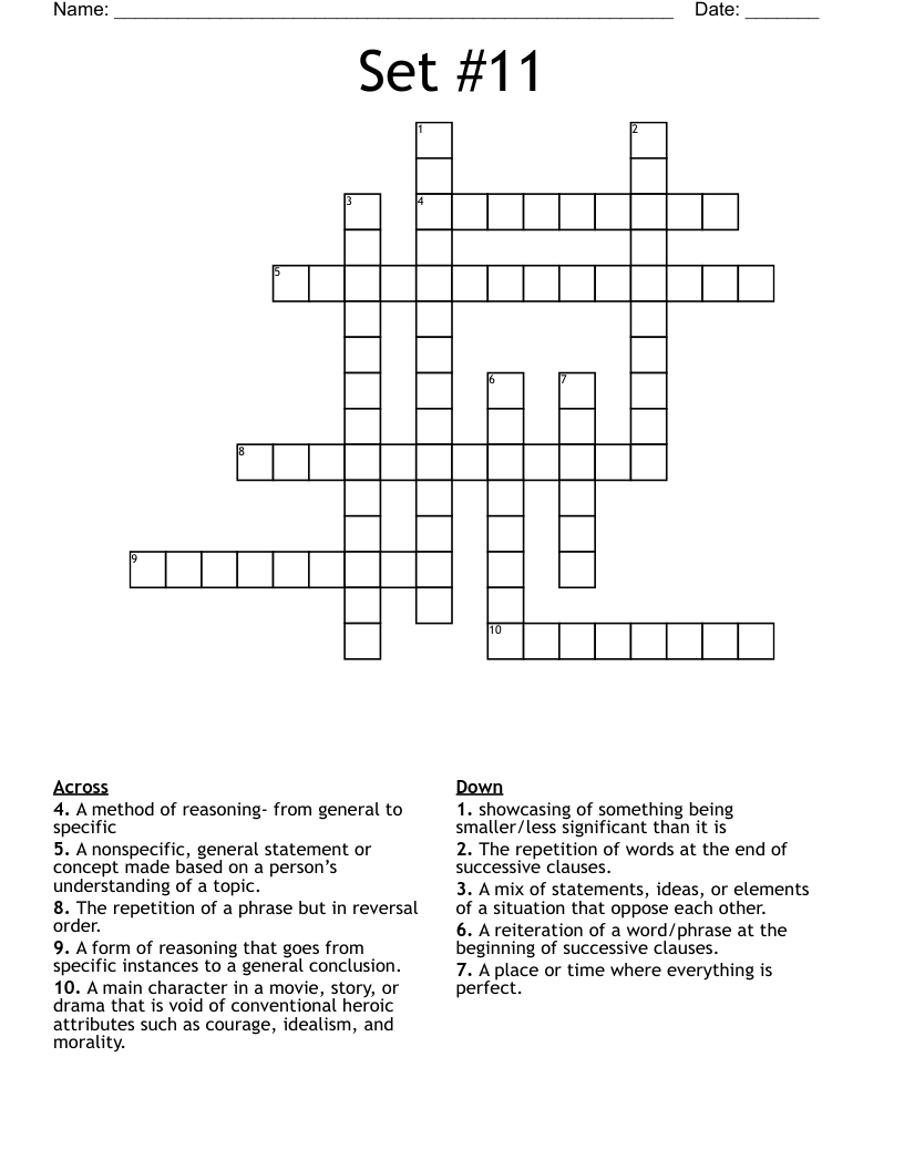 Set #11 Crossword