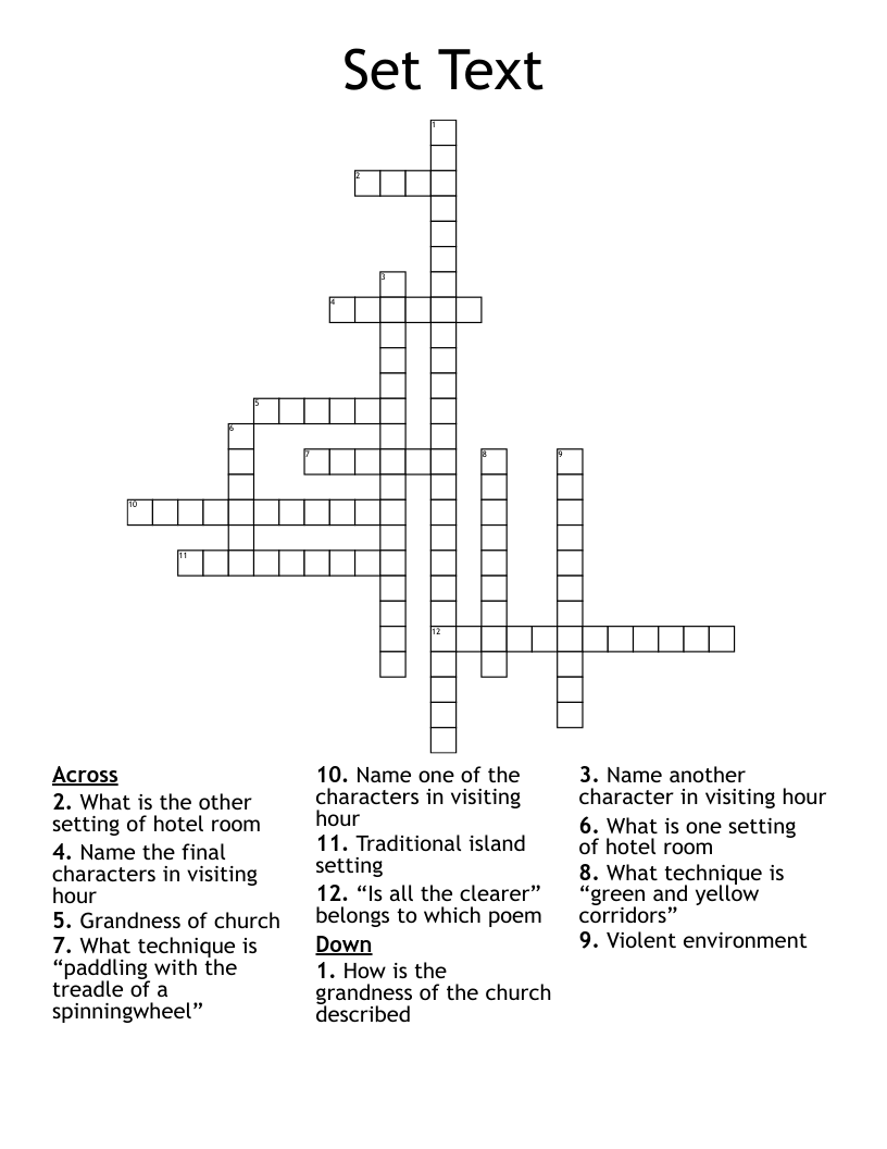 Set Text Crossword