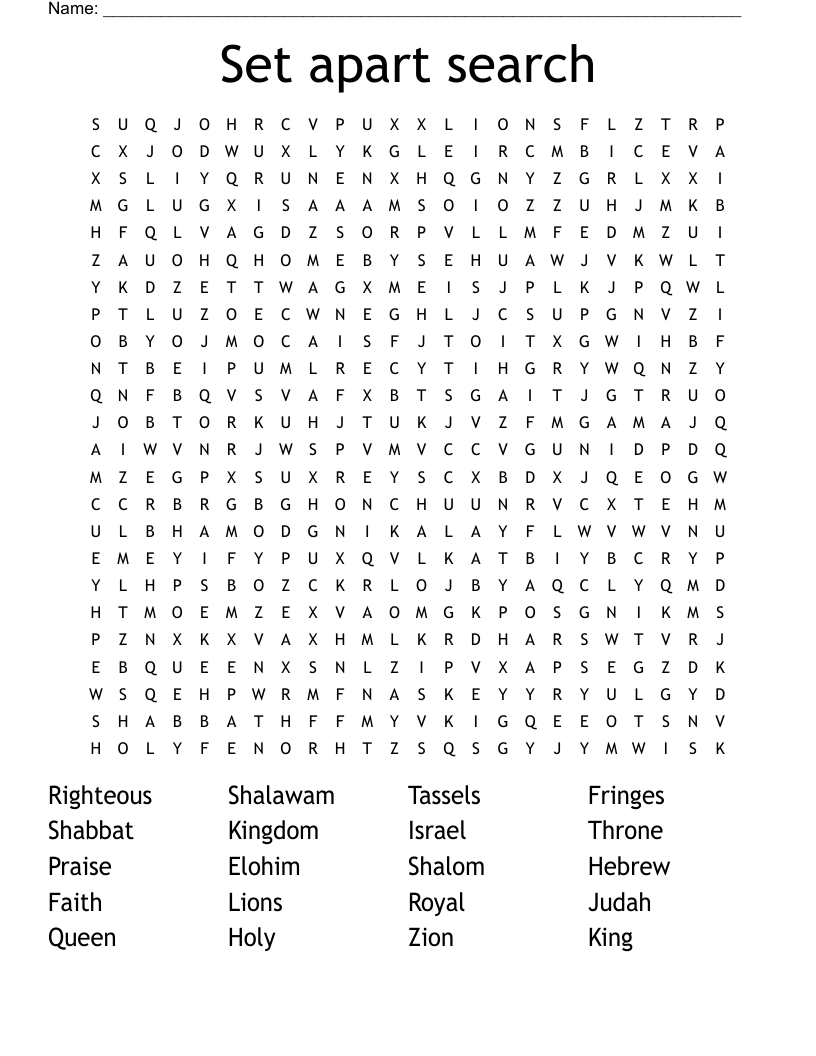 Set apart search Word Search