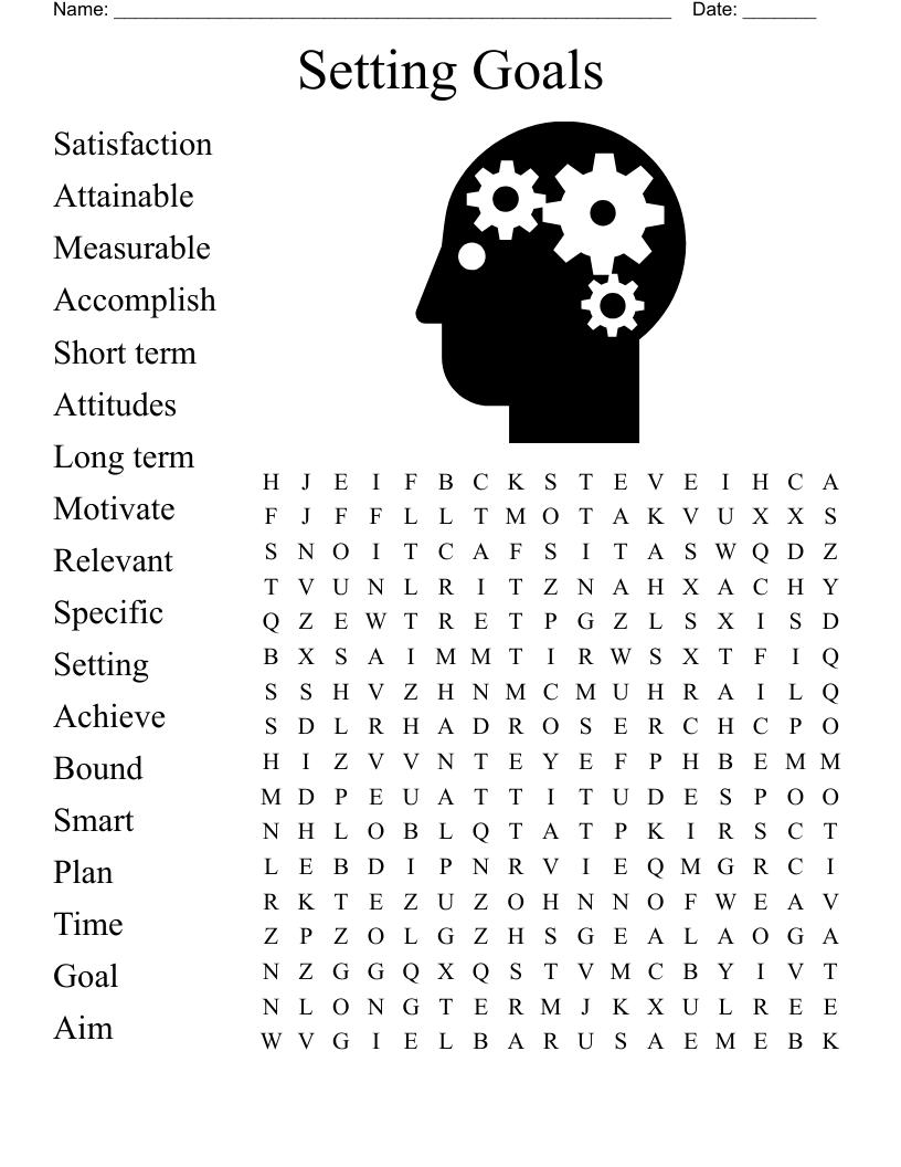 Setting Goals Word Search