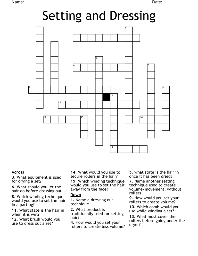 Setting and Dressing Crossword