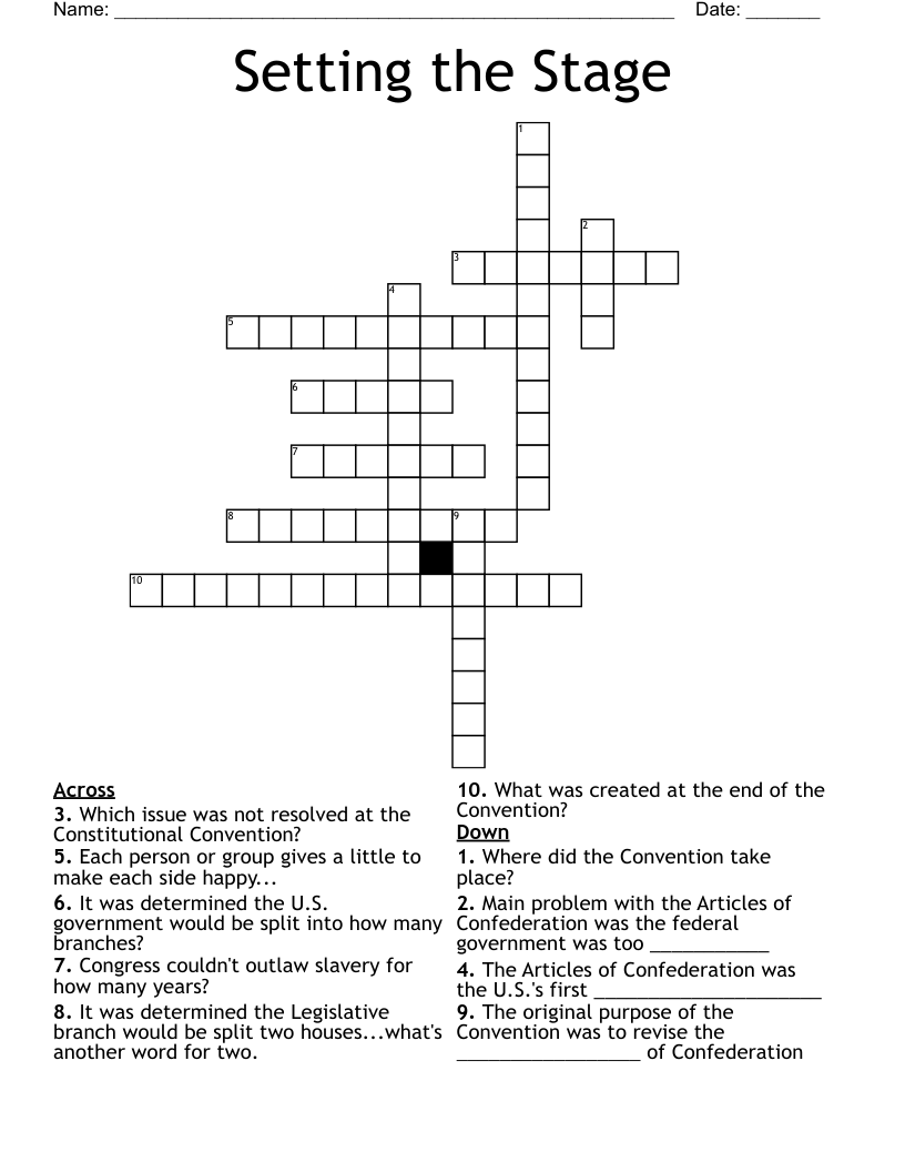 Setting the Stage Crossword