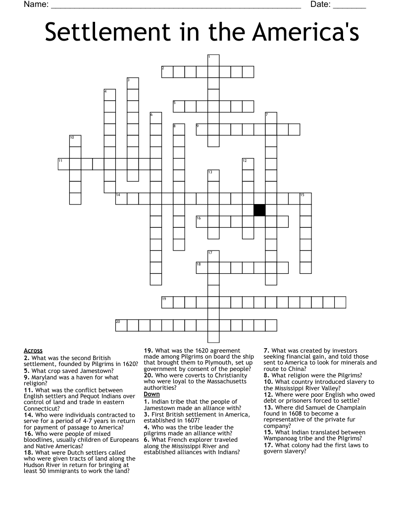 Settlement in the America's Crossword