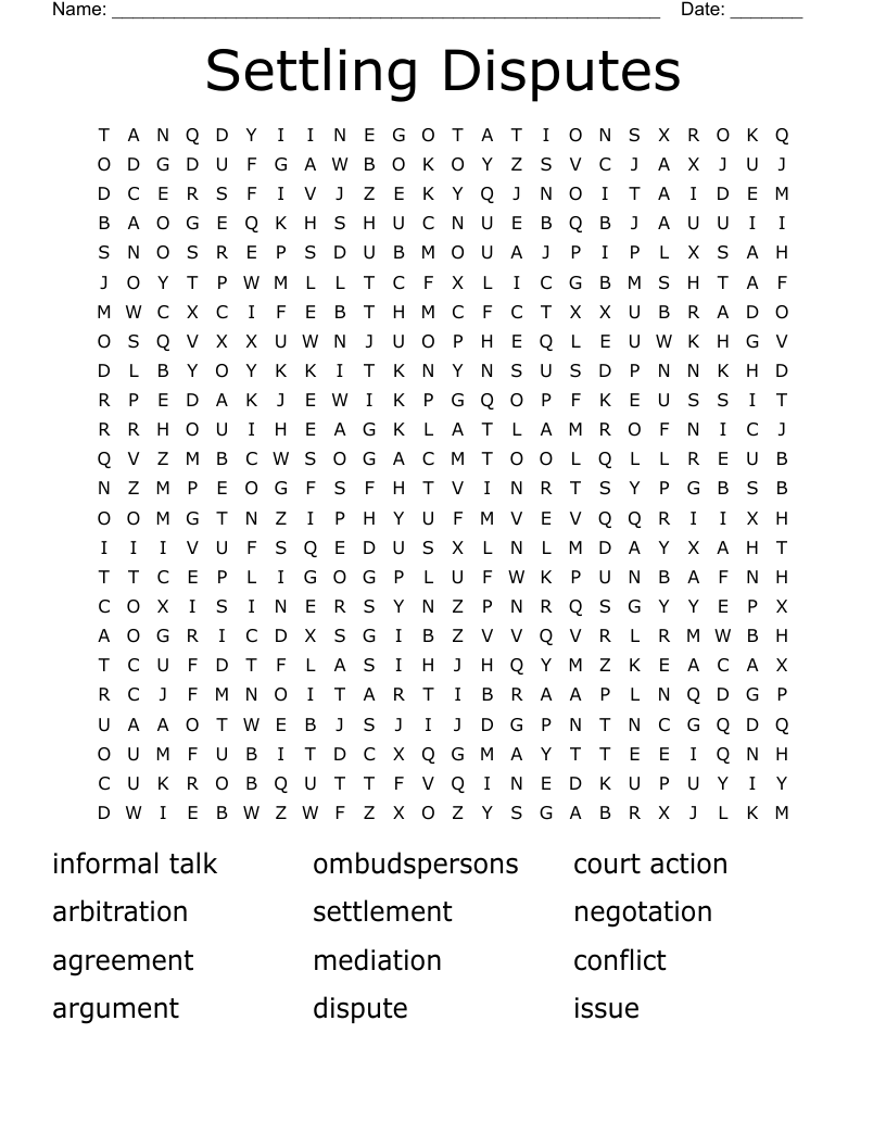 Settling Disputes Word Search