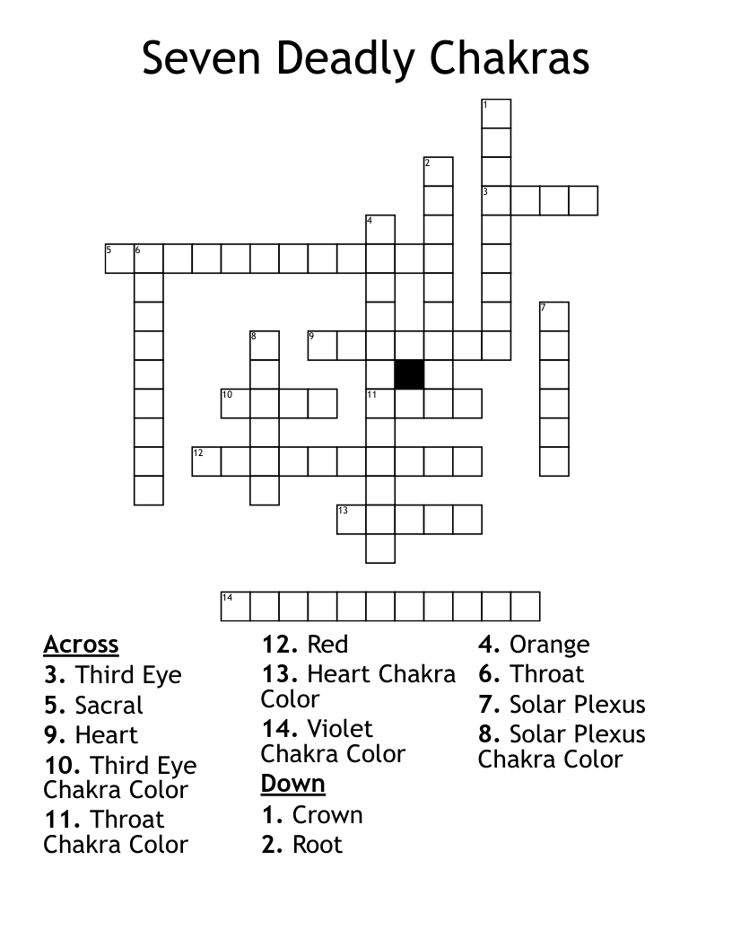 Seven Deadly Chakras Crossword