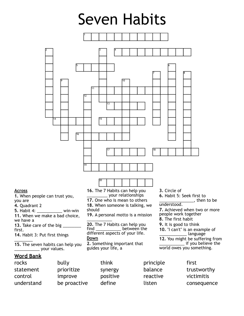 Seven Habits Crossword