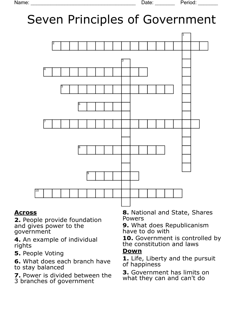 Seven Principles of Government  Crossword