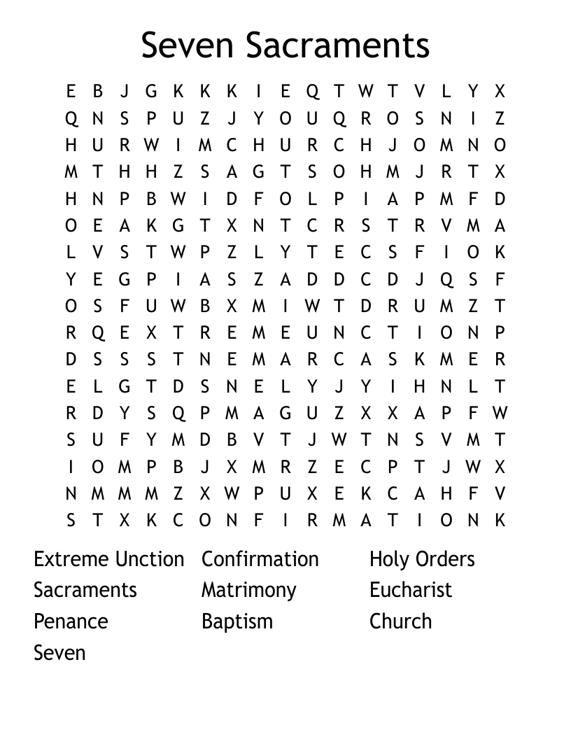 Seven Sacraments Word Search