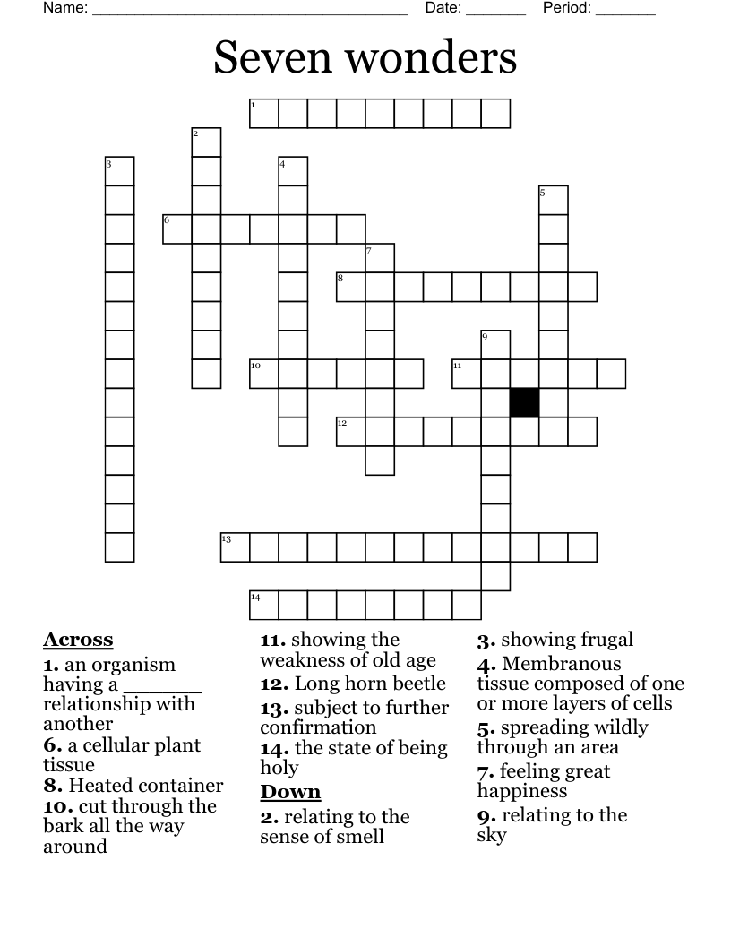Seven wonders Crossword