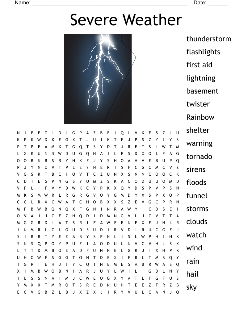 Severe Weather Word Search