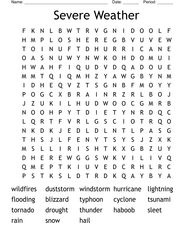 Severe Weather Word Search