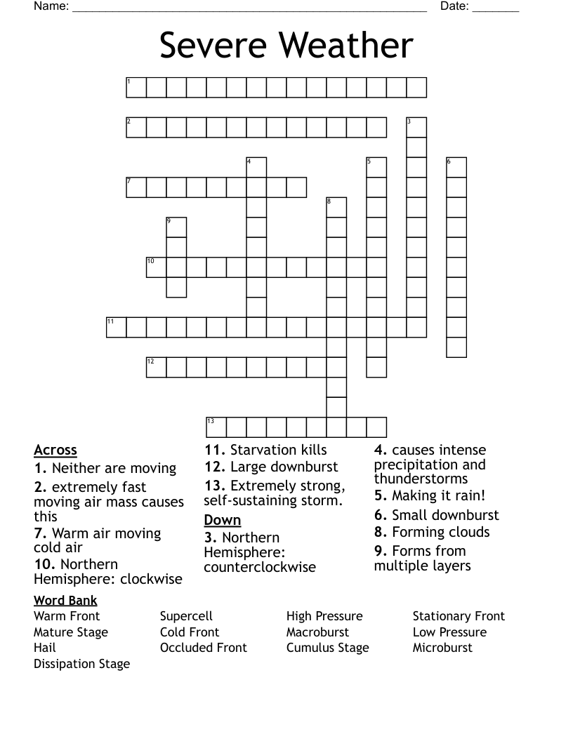 Severe Weather Crossword