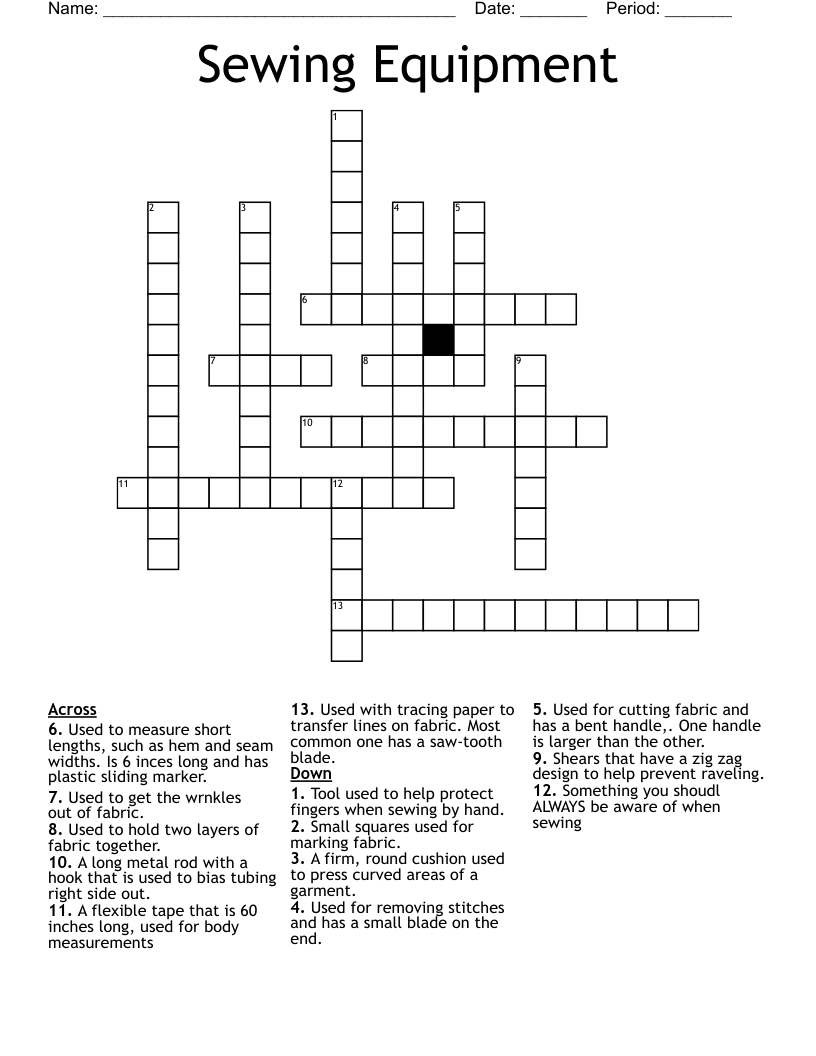 Sewing Equipment Crossword