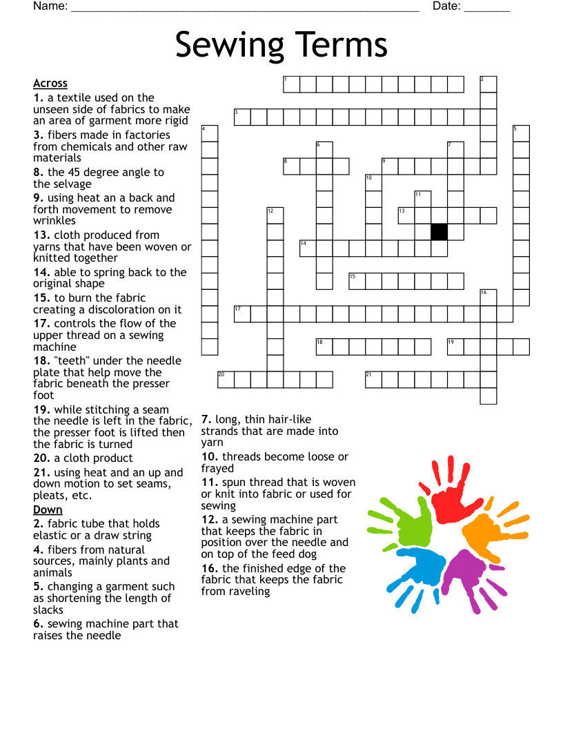 Sewing Terms Crossword