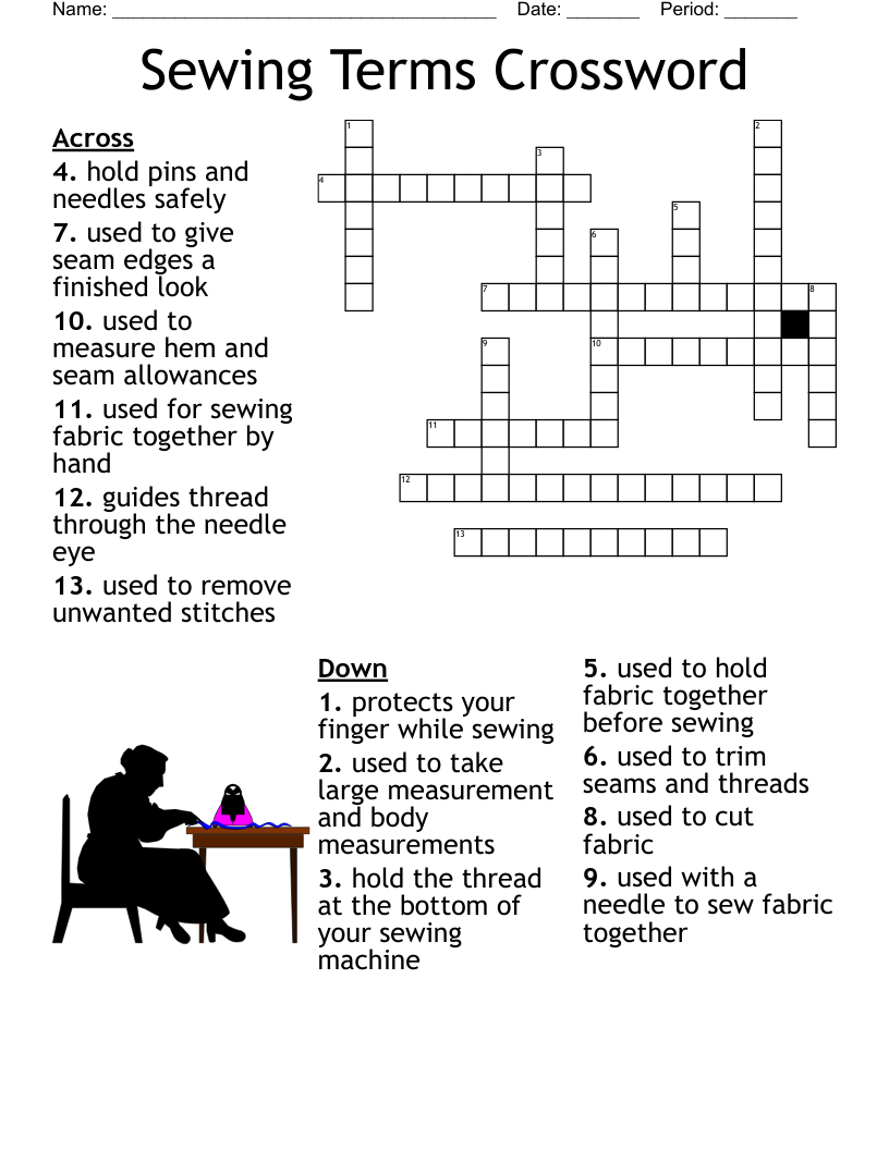 Sewing Terms Crossword