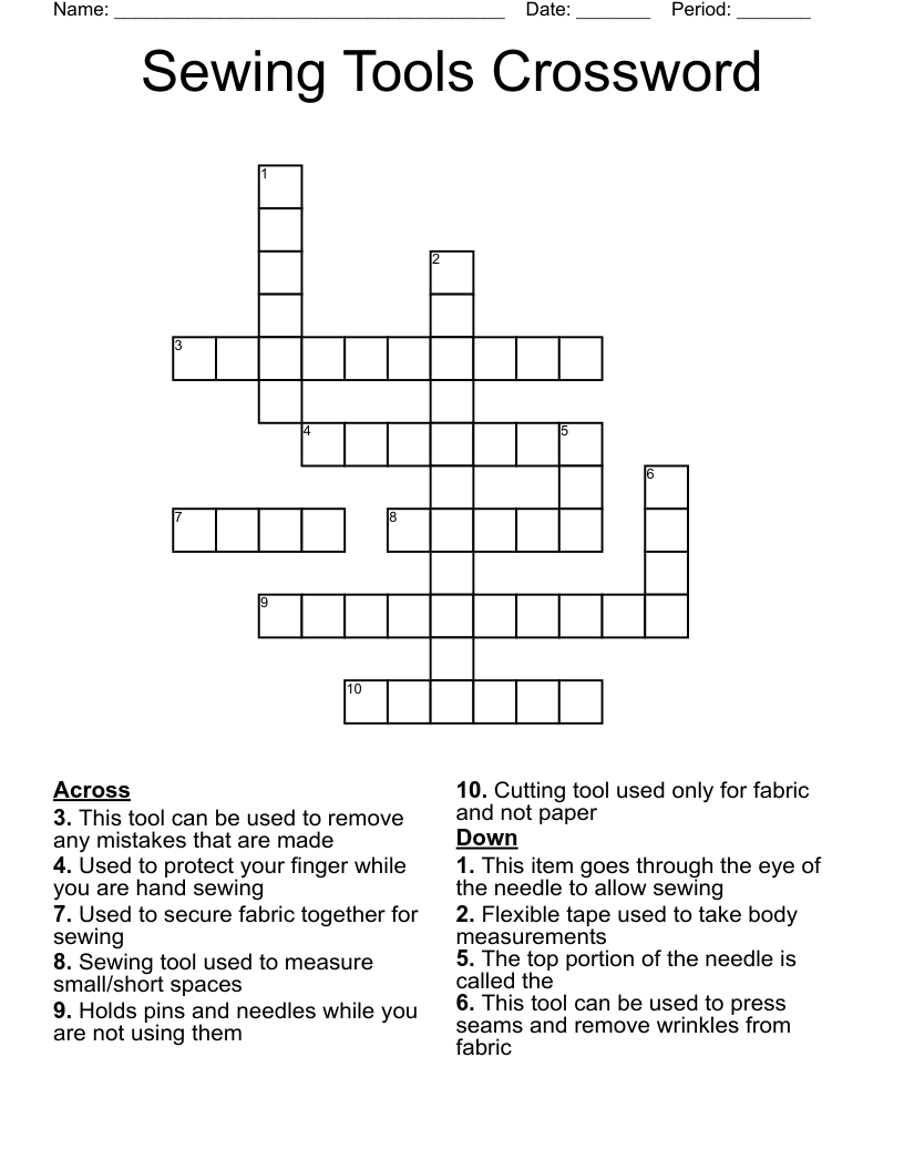Sewing Tools Crossword