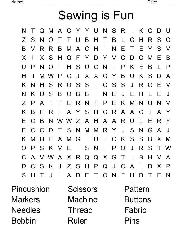 Sewing is Fun Word Search