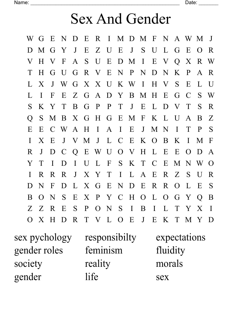 Sex And Gender Word Search