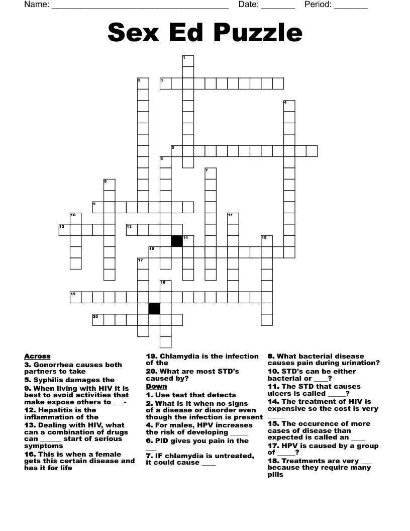 Sex Ed Puzzle Crossword