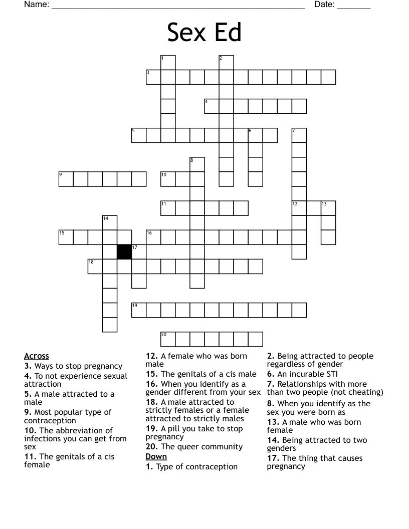 Sex Ed  Crossword