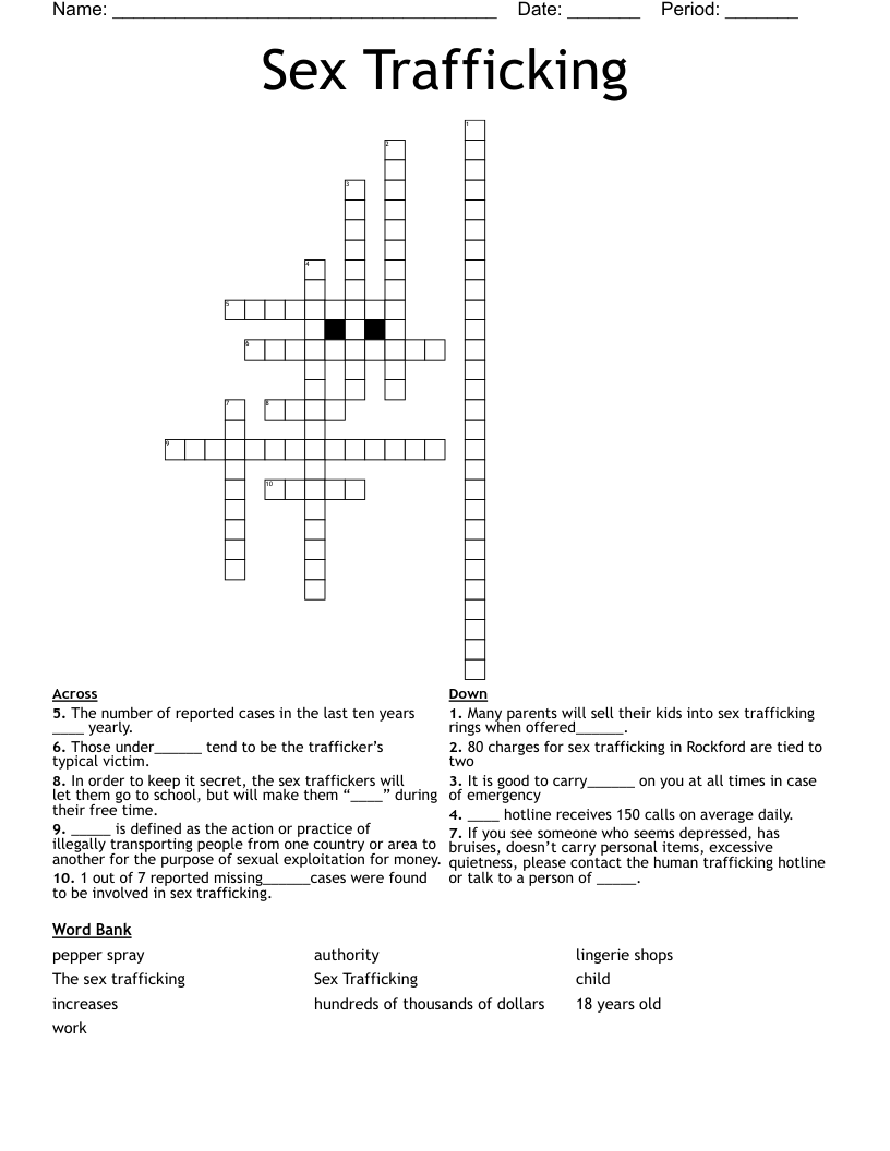 Sex Trafficking  Crossword