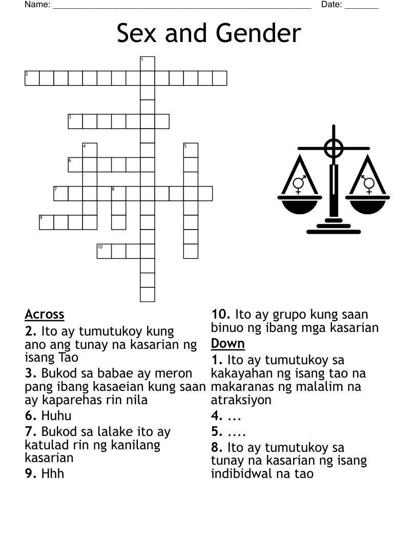 Sex and Gender Crossword
