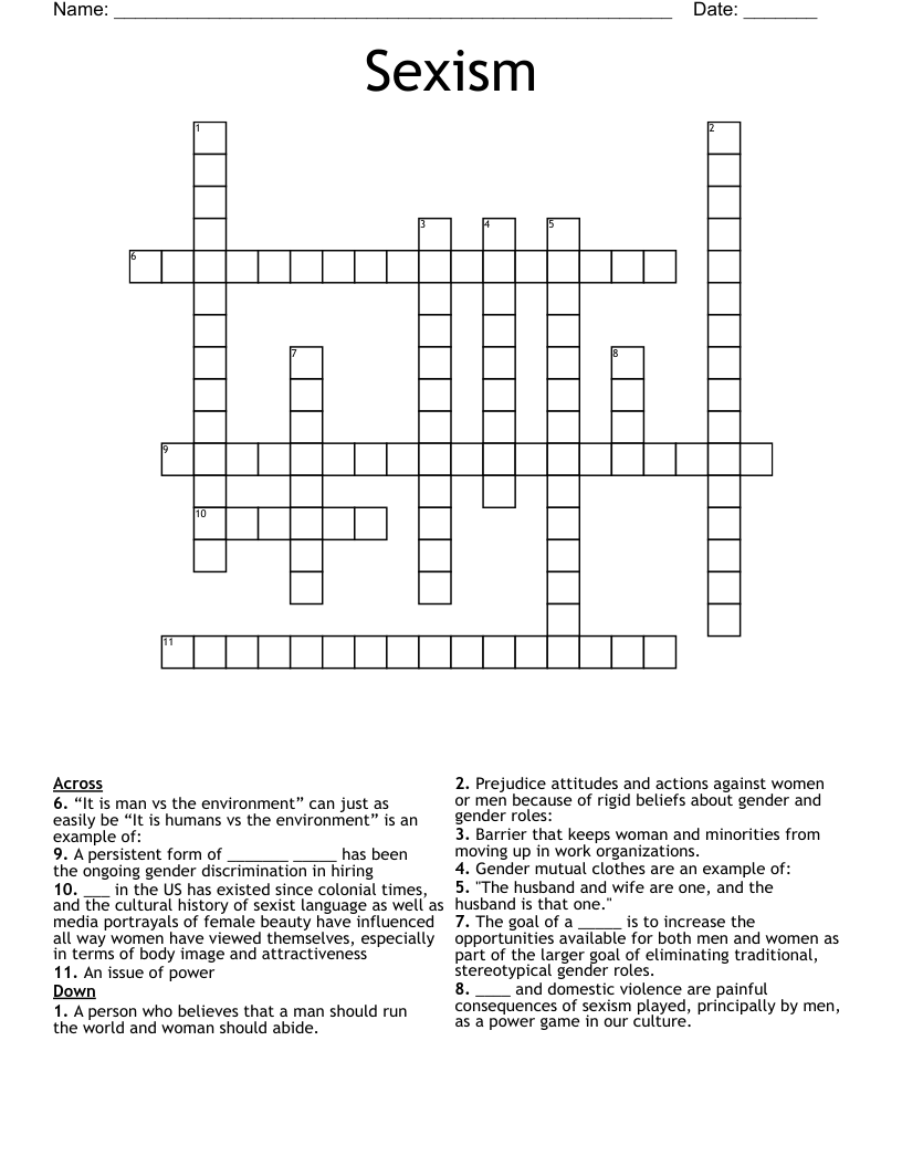Sexism Crossword
