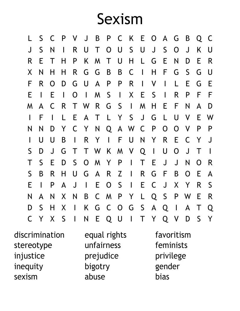 Sexism  Word Search